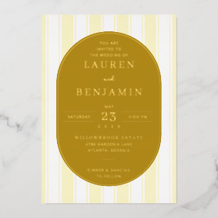 Con Relieve Metalizado Invitación de boda elegante de color amarillo most
