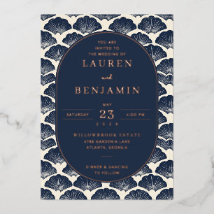 Con Relieve Metalizado Invitación de boda elegante de concha de navidad e