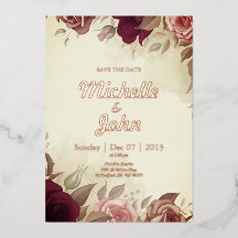 Invitación de boda elegante flor de rosa roja