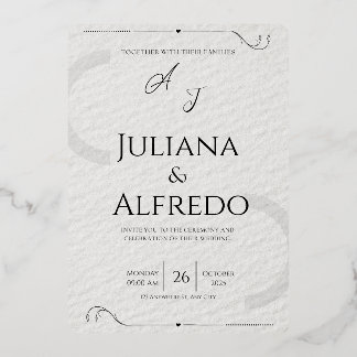 Con Relieve Metalizado Invitación de boda elegante minimalista