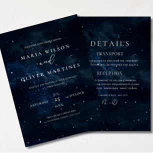Con Relieve Metalizado Invitación de boda elegante noche estrellada Moder