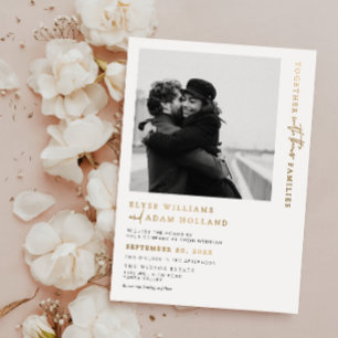 Con Relieve Metalizado Invitación de boda Estelle Photo Gold Foil