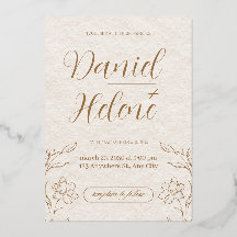 Invitación de boda floral beige elegante