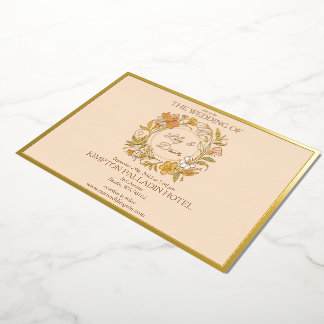 Con Relieve Metalizado Invitación de boda floral elegante Art Nouveau