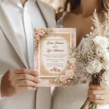 Invitación de Boda Floral Rosa Elegante