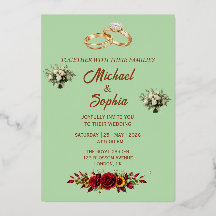 Invitación de Boda Floral Verde