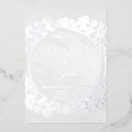 Con Relieve Metalizado Invitación de Boda Floral Verde Signature
