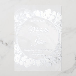 Con Relieve Metalizado Invitación de Boda Floral Verde Signature
