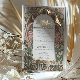 Con Relieve Metalizado Invitación de boda islámica inspirada en Art Nouve