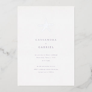 Con Relieve Metalizado Invitación de boda Lihue Estrella de Mar Plateada