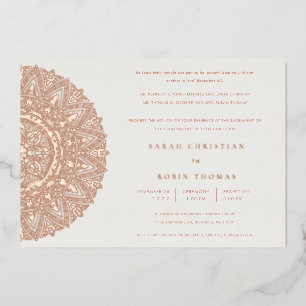 Con Relieve Metalizado Invitación de boda mandala ornamentada clásica en