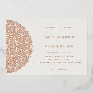 Con Relieve Metalizado Invitación de boda mandala ornamentada clásica en