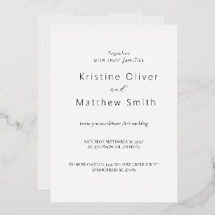 Con Relieve Metalizado Invitación de boda minimalista y elegante moderna