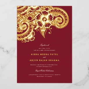 Con Relieve Metalizado Invitación de boda Mod Mehandi