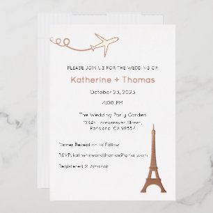 Con Relieve Metalizado Invitación de Boda, Papelería de Boda, París