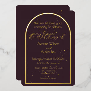Con Relieve Metalizado Invitación de boda Plum Noir Purple