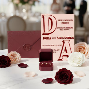 Con Relieve Metalizado Invitación de boda romántica minimalista