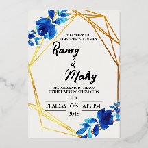 Invitación de boda Rosas Azules Alegres
