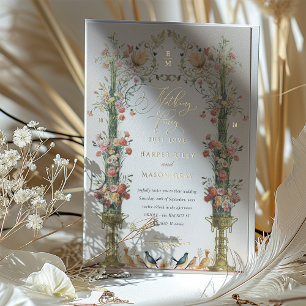 Con Relieve Metalizado Invitación de boda simple sin nada de lujo