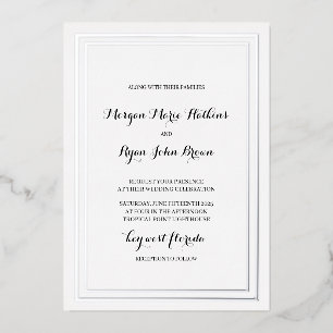 Con Relieve Metalizado Invitación de boda tradicional clásica