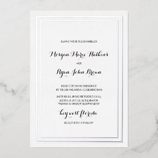 Con Relieve Metalizado Invitación de boda tradicional clásica