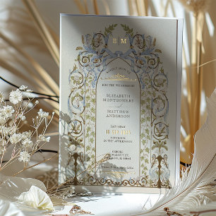 Con Relieve Metalizado Invitación de boda victoriana floral vintage