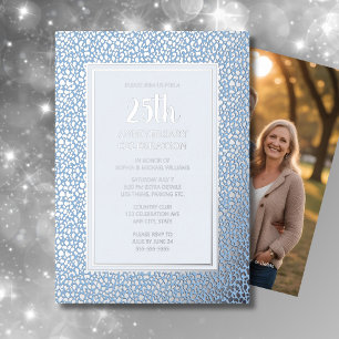 Con Relieve Metalizado Invitación de Bodas de Plata 25 Aniversario Azul P