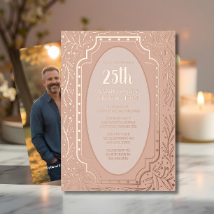 Con Relieve Metalizado Invitación de Bodas de Plata Floral Elegante