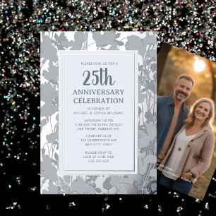 Con Relieve Metalizado Invitación de Bodas de Plata por 25 Aniversario de