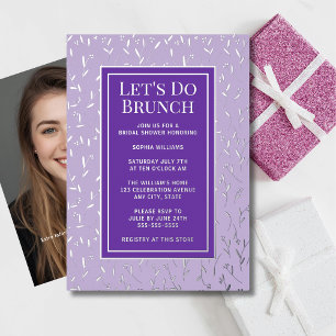 Con Relieve Metalizado Invitación de Brunch Desayuno Nupcial Floral Perso