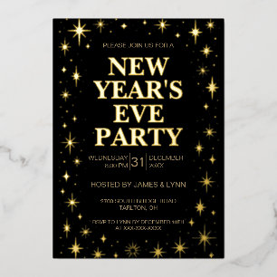 Con Relieve Metalizado Invitación de celebración de Nochevieja elegante c