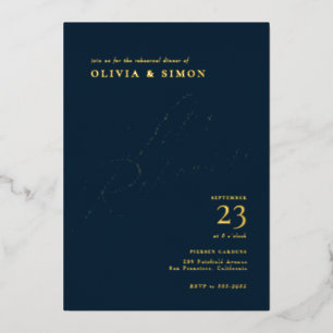 Con Relieve Metalizado Invitación de cena de ensayo de caligrafía elegant