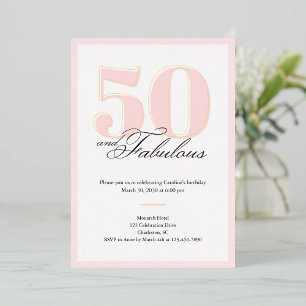 Con Relieve Metalizado Invitación de cumpleaños 50 y fabuloso 50