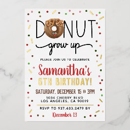 Con Relieve Metalizado Invitación de cumpleaños de donut de Navidad para
