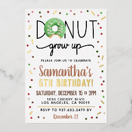 Con Relieve Metalizado Invitación de cumpleaños de donut de Navidad para