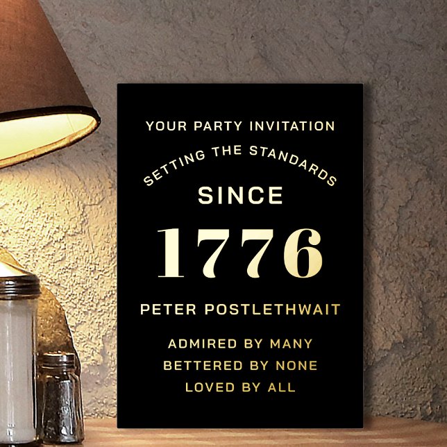 Con Relieve Metalizado Invitación de cumpleaños de escritura moderna, neg (Subido por el creador)