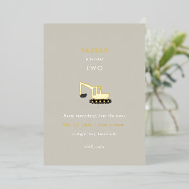 Con Relieve Metalizado Invitación de cumpleaños de Fiesta de construcción