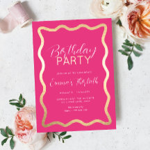 Invitación de cumpleaños de lámina de color rosa c