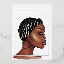 Invitación de cumpleaños de mujer negra en papel d