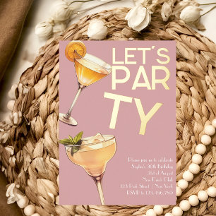 Con Relieve Metalizado Invitación de cumpleaños del chica fiesta de cócte