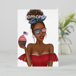 Con Relieve Metalizado Invitación de cumpleaños del Día de la Independenc
