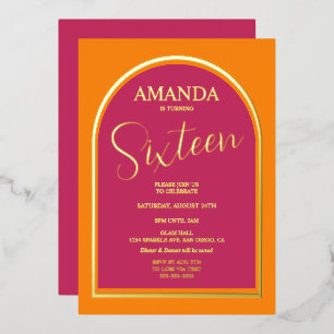 Con Relieve Metalizado Invitación de cumpleaños moderno para cualquier ed