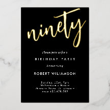 Invitación de cumpleaños noventa de oro