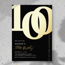 Invitación de cumpleaños número 100 elegante de pa