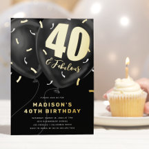 Invitación de cumpleaños número 40 en papel de alu
