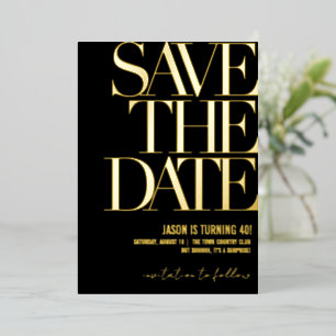 Con Relieve Metalizado Invitación de cumpleaños para guardar la fecha, fi