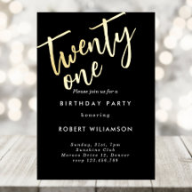 Invitación de cumpleaños veintiuno de oro