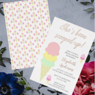 Con Relieve Metalizado Invitación de Despedida de Soltera de Helado Recog