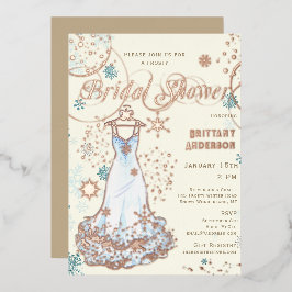 Con Relieve Metalizado Invitación de Ducha de Novia Copo de Nieve País de
