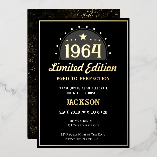 Con Relieve Metalizado Invitación de edición limitada para cumpleaños núm (Anverso/Reverso)